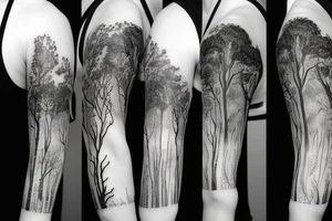 Sleeve in a forest theme tattoo idea