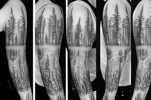 Sleeve in a forest theme tattoo idea