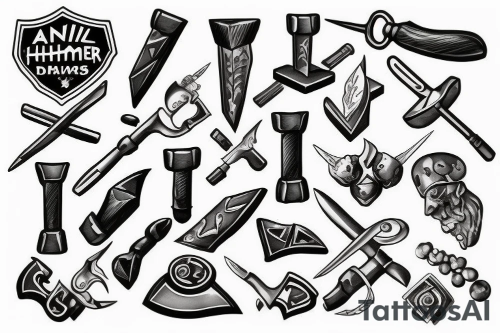 anvil and hammer tattoo idea