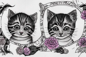 Full scaled, Highly detailed, Wide Eyed Kitten sitting on the Moon, thw Moon is made out of  cage tattoo idea