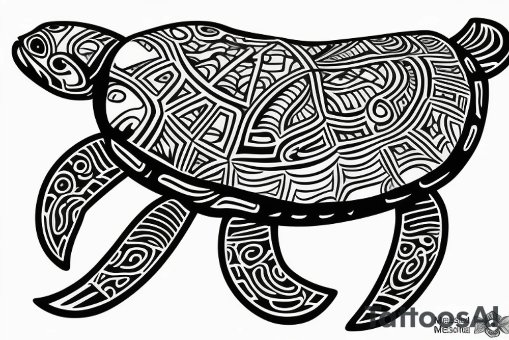 Polynesian Green Sea Turtle tattoo idea