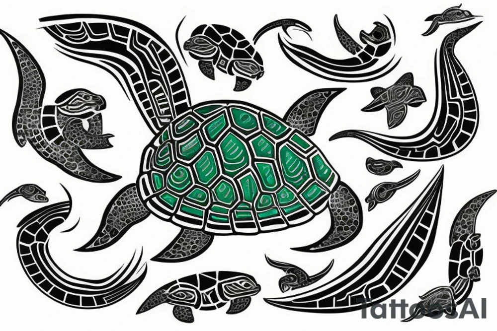 Polynesian Green Sea Turtle tattoo idea