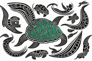 Polynesian Green Sea Turtle tattoo idea