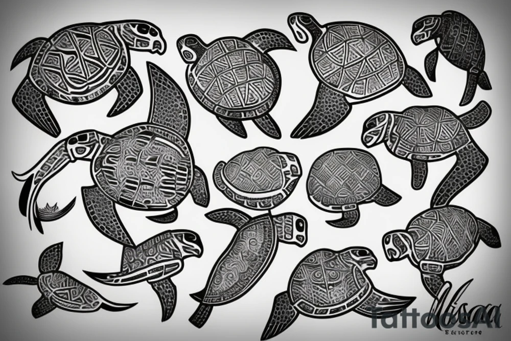 Polynesian Green Sea Turtle tattoo idea