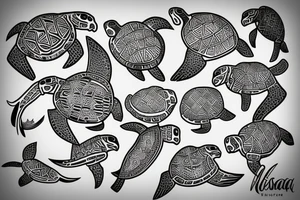 Polynesian Green Sea Turtle tattoo idea