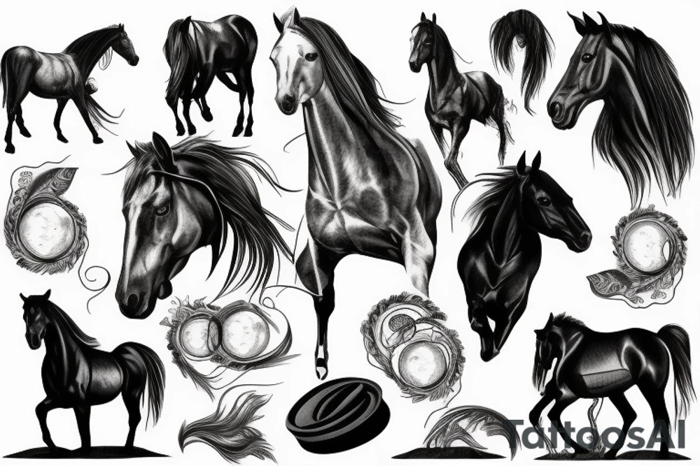 Western, horses, book, moon tattoo idea