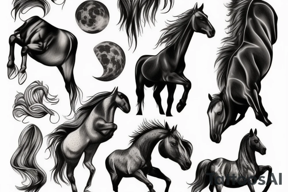 Western, horses, book, moon tattoo idea