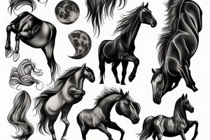 Western, horses, book, moon tattoo idea