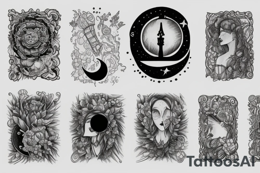 Book and moon tattoo idea