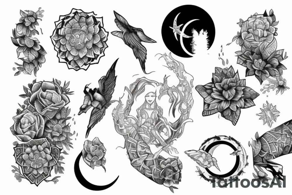 Book and moon tattoo idea