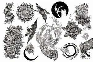 Book and moon tattoo idea