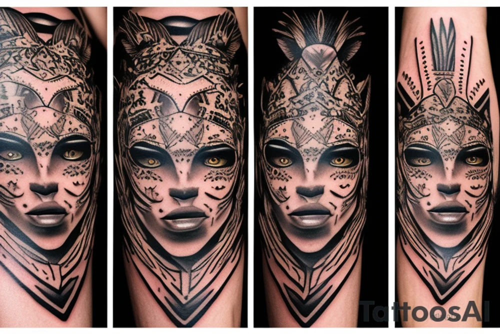 a warrior 
wearing a jaguar headdress tattoo idea