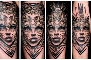 a warrior 
wearing a jaguar headdress tattoo idea