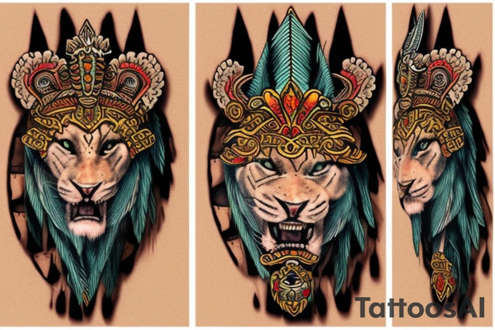 a warrior 
wearing a jaguar headdress tattoo idea