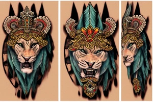 a warrior 
wearing a jaguar headdress tattoo idea