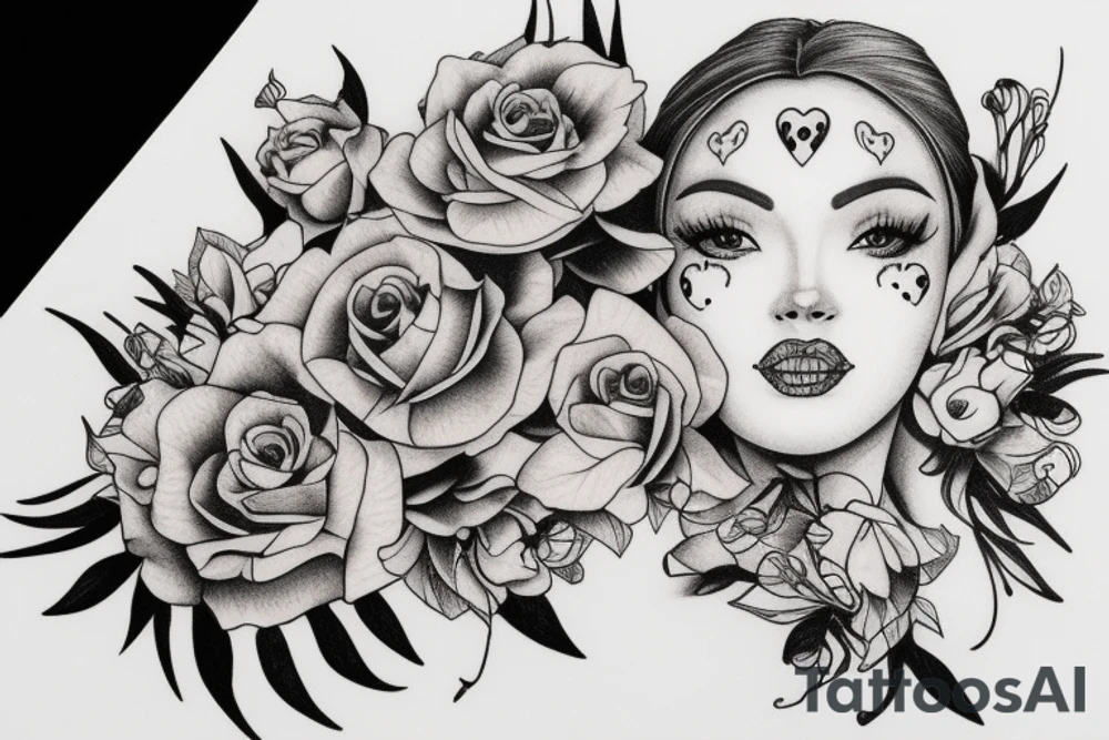 women's face tattoo idea