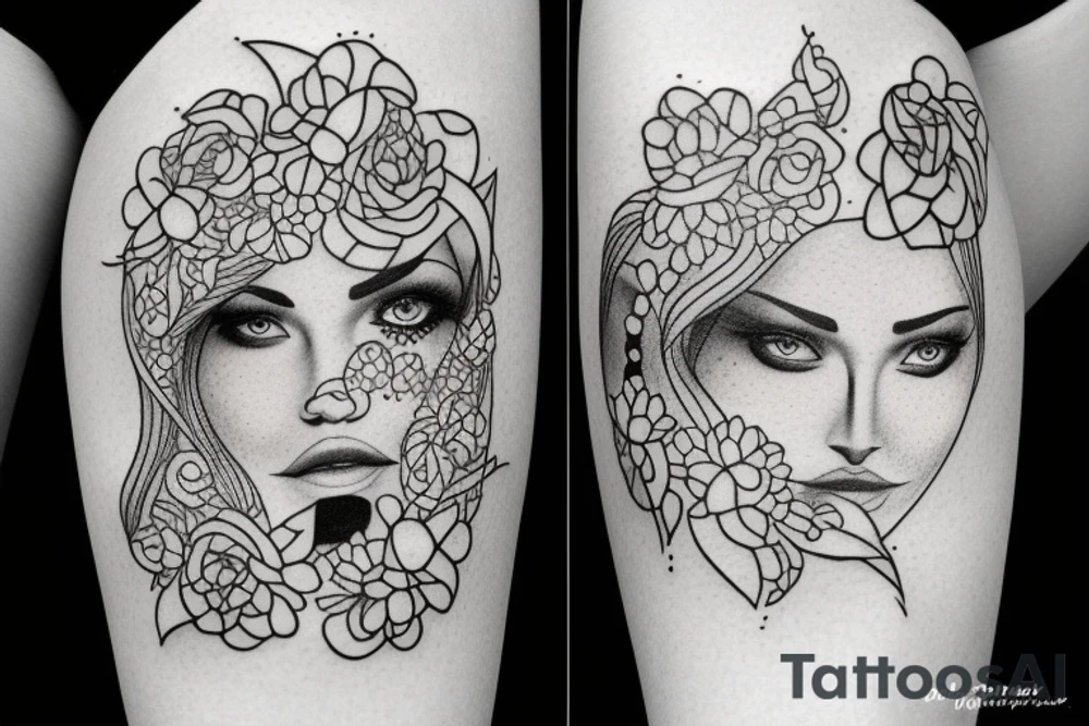 women's face tattoo idea