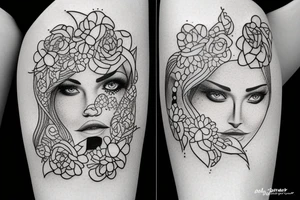 women's face tattoo idea