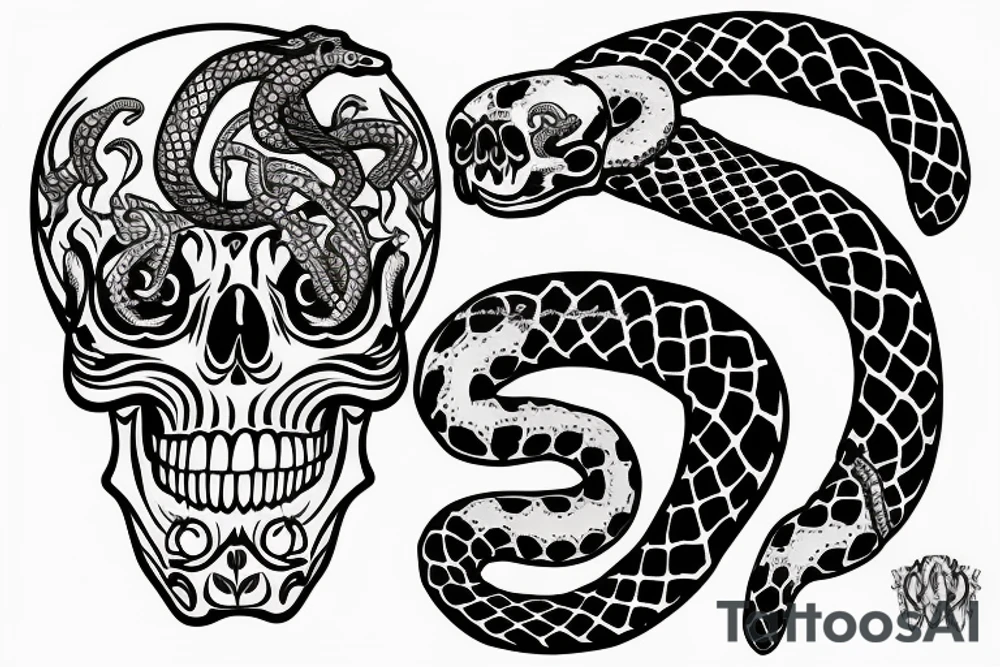 a skull with a snake inside tattoo idea