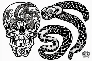 a skull with a snake inside tattoo idea