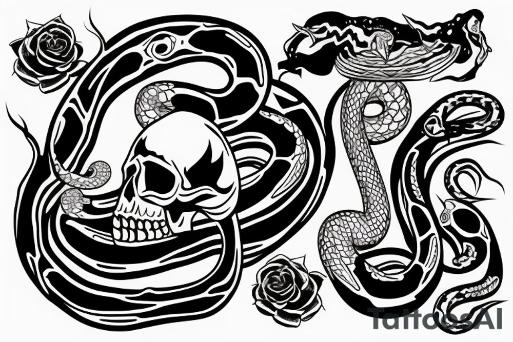 a skull with a snake inside tattoo idea