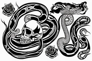 a skull with a snake inside tattoo idea