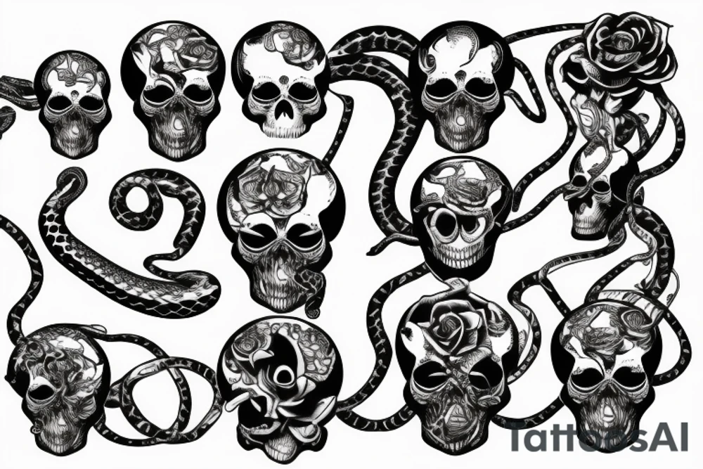 a skull with a snake inside tattoo idea