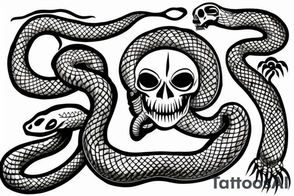 a skull with a snake inside tattoo idea
