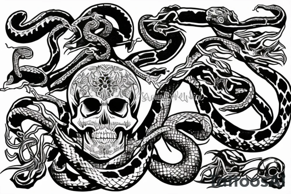 a skull with a snake inside tattoo idea