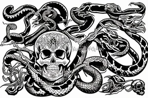 a skull with a snake inside tattoo idea