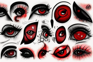 A leaking eye in black and red light tattoo idea