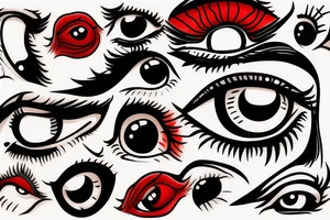 A leaking eye in black and red light tattoo idea
