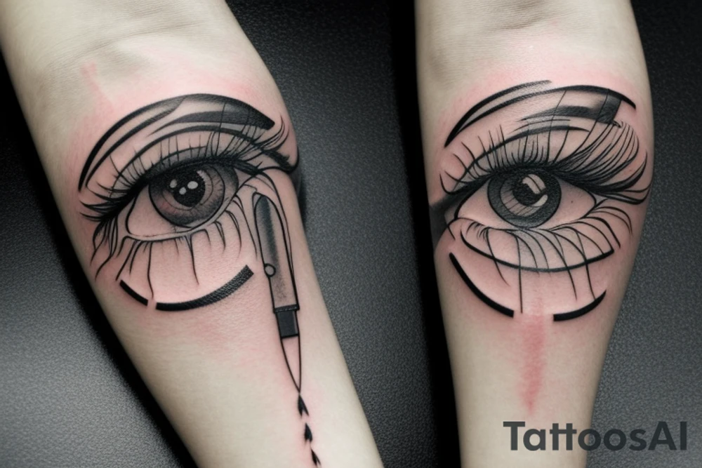 a leaking eye passing from one to the other tattoo idea
