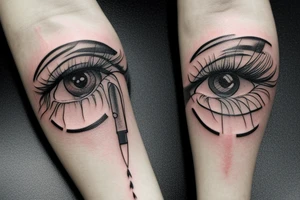 a leaking eye passing from one to the other tattoo idea