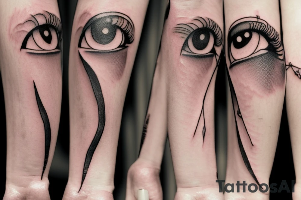a leaking eye passing from one to the other tattoo idea