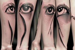 a leaking eye passing from one to the other tattoo idea