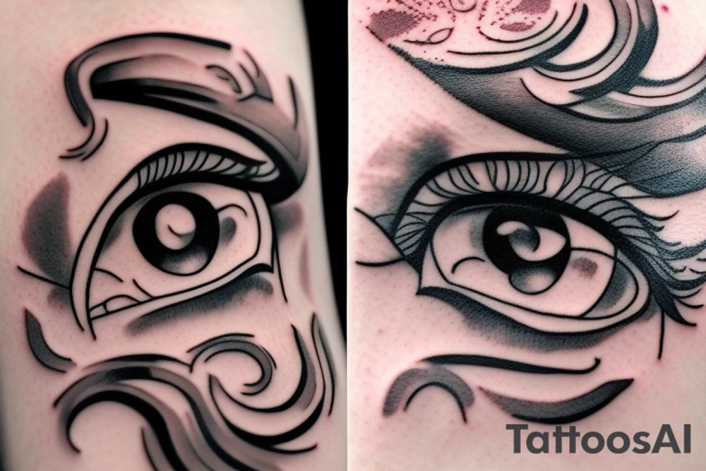 a leaking eye passing from one to the other tattoo idea
