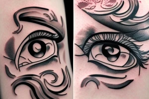 a leaking eye passing from one to the other tattoo idea