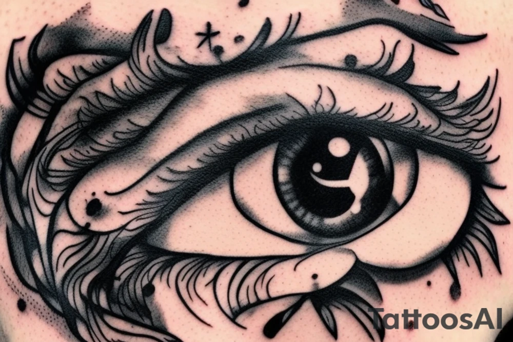 a leaking eye passing from one to the other tattoo idea