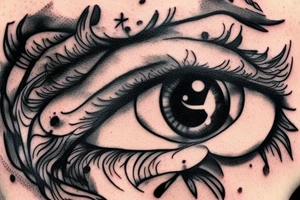 a leaking eye passing from one to the other tattoo idea