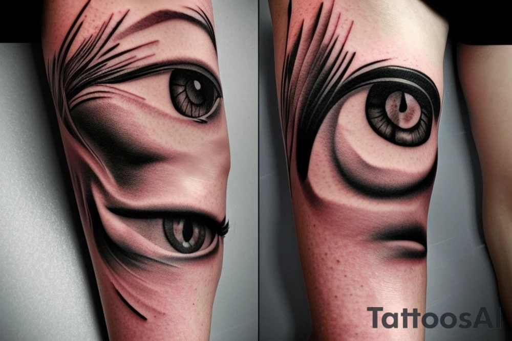a leaking eye passing from one to the other tattoo idea
