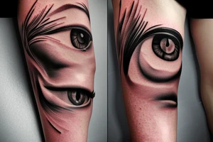 a leaking eye passing from one to the other tattoo idea