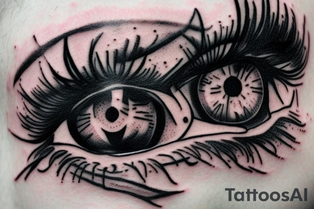a leaking eye passing from one to the other tattoo idea