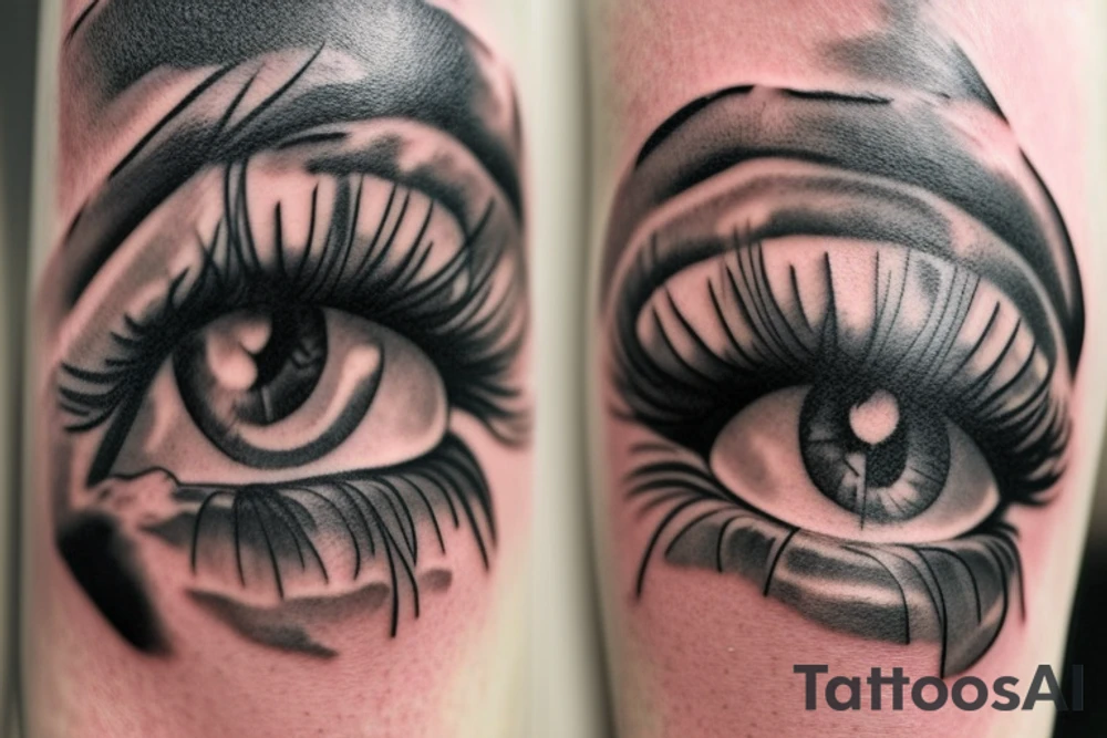 a leaking eye passing from one to the other tattoo idea