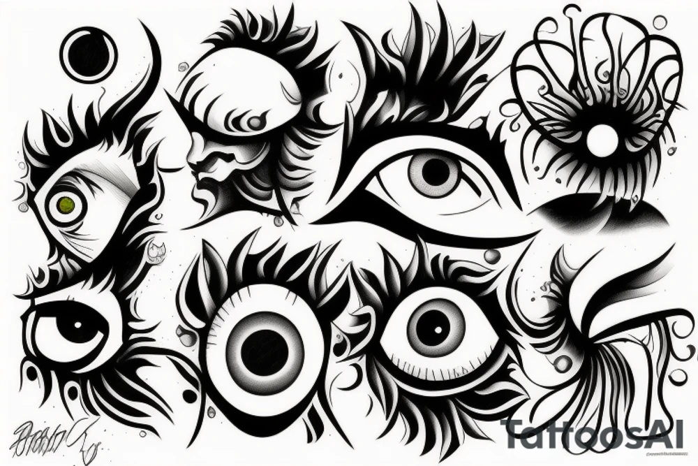 a leaking eye passing from one to the other tattoo idea