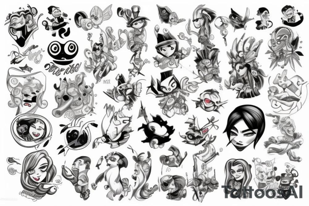 cartoon characters tattoo idea