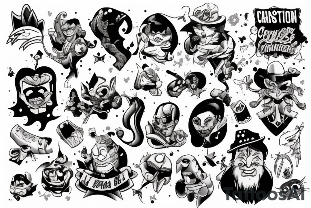 cartoon characters tattoo idea