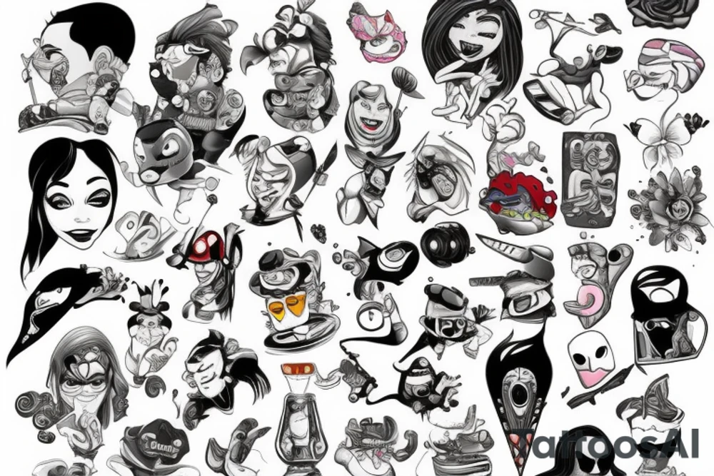 cartoon characters tattoo idea