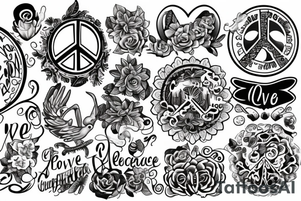 love and peace tattoo idea