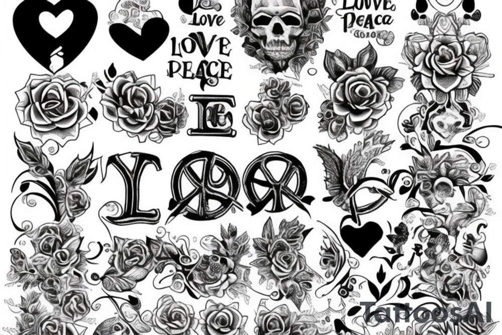 love and peace tattoo idea